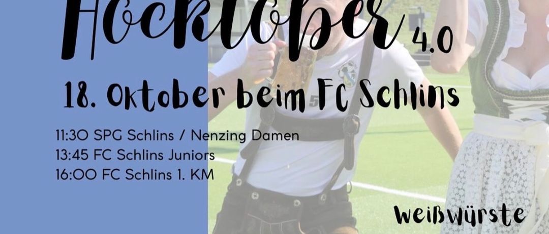 Plakat für Hocktober 4.0 Event. Es zeigt einen Mann und eine Frau mit Zitronen. Unten befindet sich ein Tisch mit Bechern und ein DJ mit einem Plattenspieler.