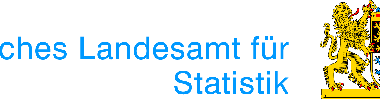 Blauer Text auf schwarzem Hintergrund lautet 'Landesamt für Statistik', wahrscheinlich die Darstellung eines Amtes oder einer Behörde im Zusammenhang mit Statistik.
