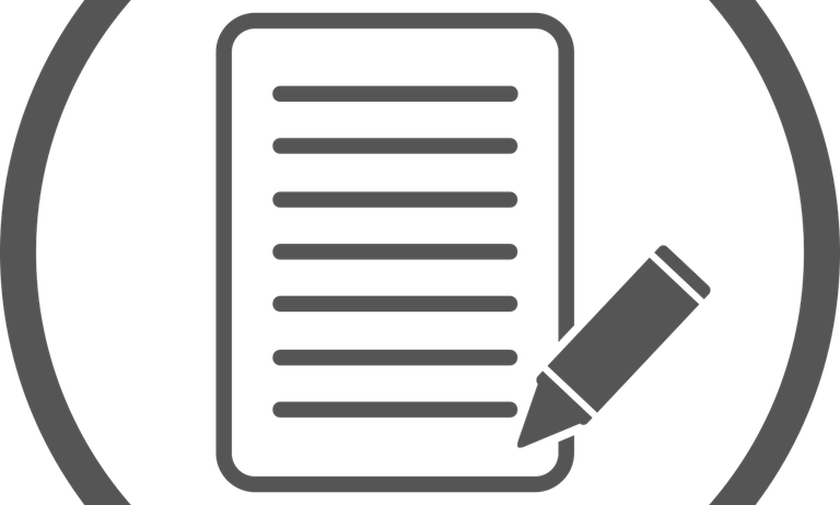 Ein grauschattierter Icon eines Dokuments mit einem Stift, beides in einem Kreis.