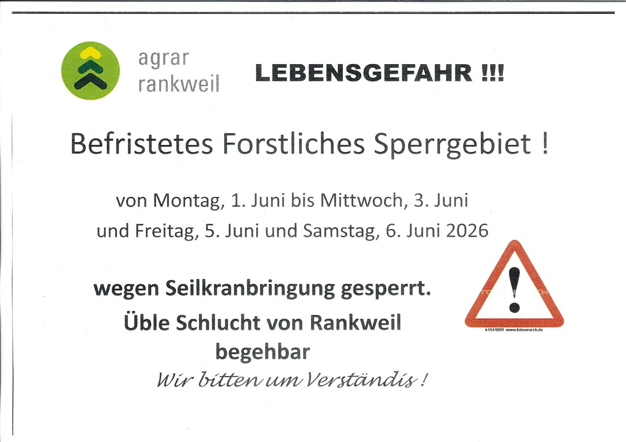 Waldgebiet vom Montag, 1. Juni bis Mittwoch, 3. Juni und Freitag, 5. Juni und Samstag, 6. Juni 2026 geschlossen. Wegen der Seidenraupenzucht geschlossen. Schlechter Zustand des Seidenraupens. Wir bitten um Ihr Verständnis!