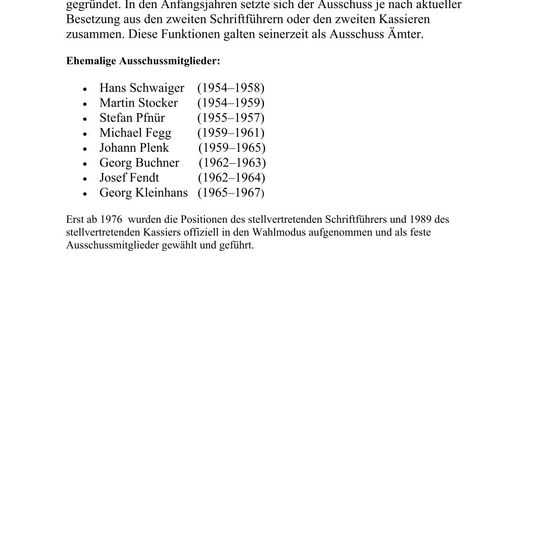 Eine Tabelle listet ehemalige Mitglieder des Vorstands der österreichischen Münze auf, mit ihren Namen und Dienstjahren. Ab 1976 wurden die Positionen des stellvertretenden Münzdirektors und Kassierers offiziell eingerichtet.