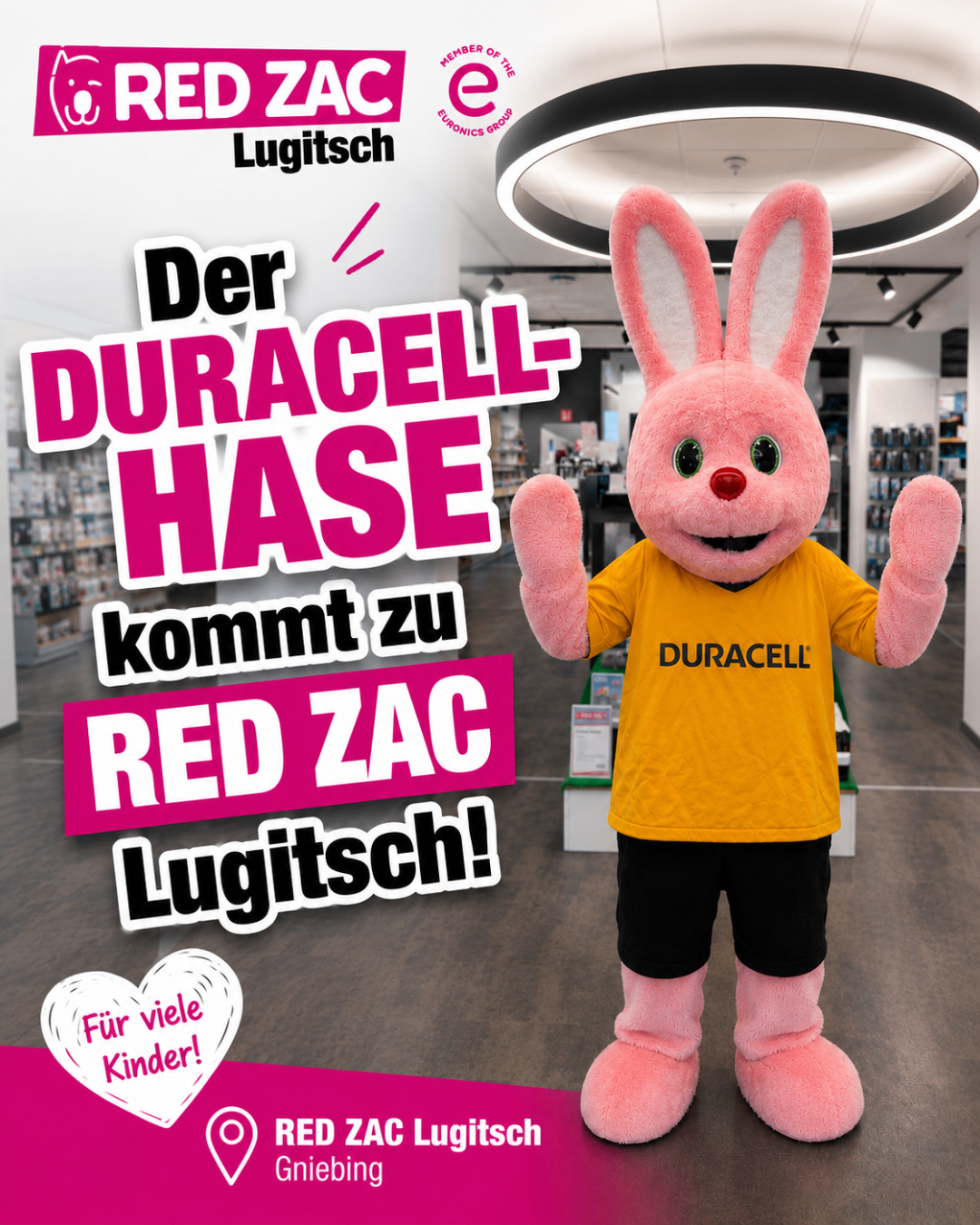 Der Duracell-Hase hoppelt zu uns nach Gniebing!