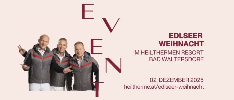 Drei Männer posieren lächelnd für ein Foto bei der Edlseer-Weihnachtsveranstaltung am 2. Dezember 2025.