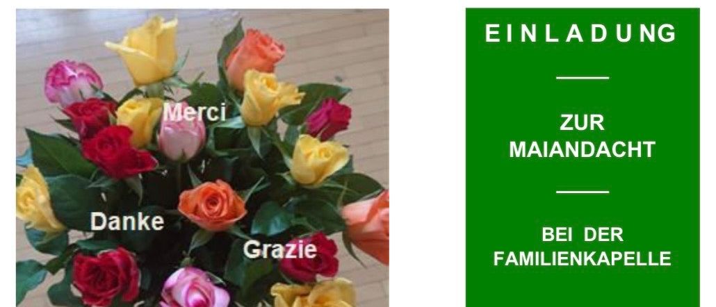 Eine Einladung zum Maiandacht am Sonntag, 17. Mai 2026, um 18 Uhr bei der Familienkapelle Fraxern. Kinder der Volksschule beteiligen sich musikalisch. Der Abend endet mit traditionellem Maibaumtanz und Erfrischungen. Wir laden herzlich ein, besonders die Kinder.