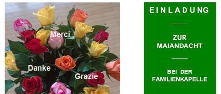Eine Einladung zum Maiandacht am Sonntag, 17. Mai 2026, um 18 Uhr bei der Familienkapelle Fraxern. Kinder der Volksschule beteiligen sich musikalisch. Der Abend endet mit traditionellem Maibaumtanz und Erfrischungen. Wir laden herzlich ein, besonders die Kinder.