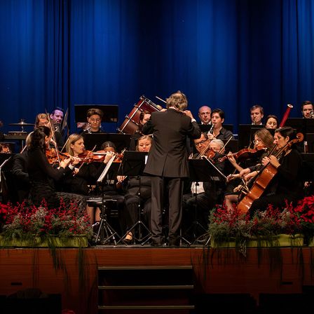 Bild enthält, Indoors, Adult, Female, Person, Woman, Musician, Orchestra, Performer, Group Performance, Music Band