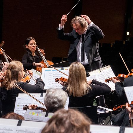 Bild enthält, Indoors, Music, Musician, Orchestra, Person, Adult, Female, Woman, Male, Man