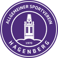 Das Logo des Allgemeinen Sportvereins Hagenberg mit einem Turm und dem Jahr 1970 auf schwarzem Hintergrund.
