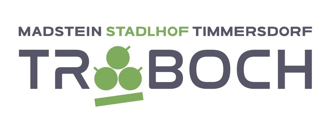 Das Logo für Rostein Stadthof Timmersdo zeigt drei grüne Kreise und das Wort 'BOC'. Es hat einen weißen Hintergrund.