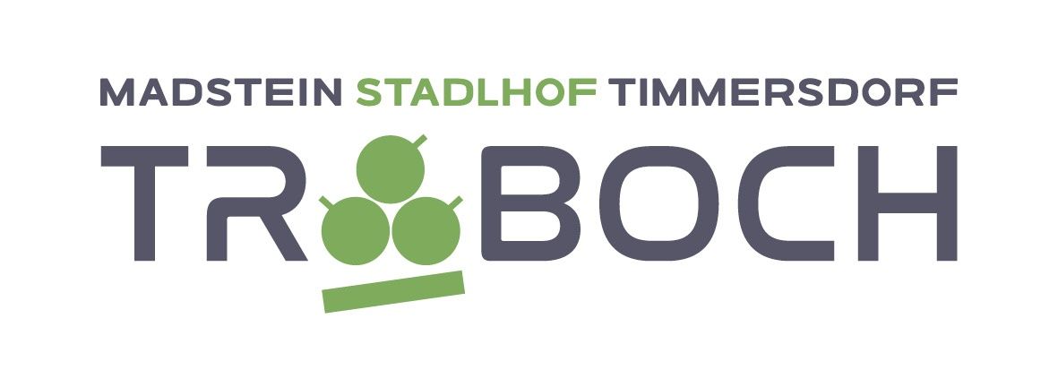 Das Logo für Rostein Stadthof Timmersdo zeigt drei grüne Kreise und das Wort 'BOC'. Es hat einen weißen Hintergrund.