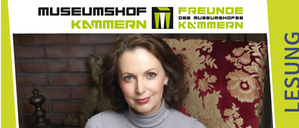 Ein Plakat für eine Lesung mit Mag. phil. Katrin Unterreiner, die eine Frau in historischer Kleidung zeigt. Der Text auf Deutsch lädt ein zu einer Lesung im Museum Shop Kammern am 18. Juni 2026.