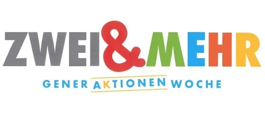 Plakat für die 'Generationen-Aktion-Woche' vom 28. September bis 4. Oktober 2026 mit einem farbenfrohen Blasendesign.