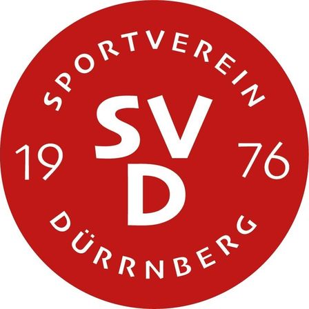 Ein rotes kreisförmiges Logo mit weißem Text, das 'SV Durnberg 1976' lautet. Die Buchstaben 'SV' sind größer und zentriert.