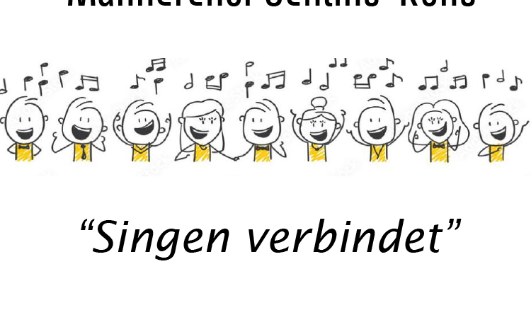 Ein Flyer für Magnuschor Rons und Männerchor Schins-Röns. Sie treten am Samstag, 11. April 2026 um 20:00 Uhr im Magnussaal Rons auf. Das Motto der Veranstaltung ist 'Singen verbindet'.
