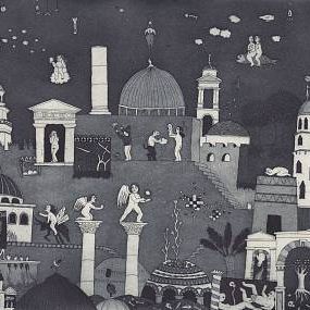 Building, Dome, City, Metropolis, Urban, Cathedral, Art, Spire, Person, Drawing
