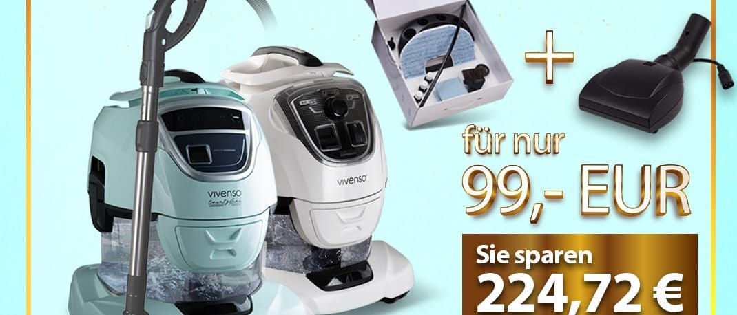 Frohes neues Jahr! Kaufen Sie einen vivenso oder vivenso touch mit Elektrobürste und erhalten Sie das Classic-Zubehörset und die elektrische Handstaubsaugerdüse für nur 99 EUR. Sparen Sie 224,72 EUR.