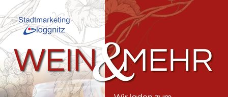 Plakat für eine Wein-und-mehr-Veranstaltung am 2. Oktober 2026 mit Weinläsern und einer malerischen Stadtrundfahrt.