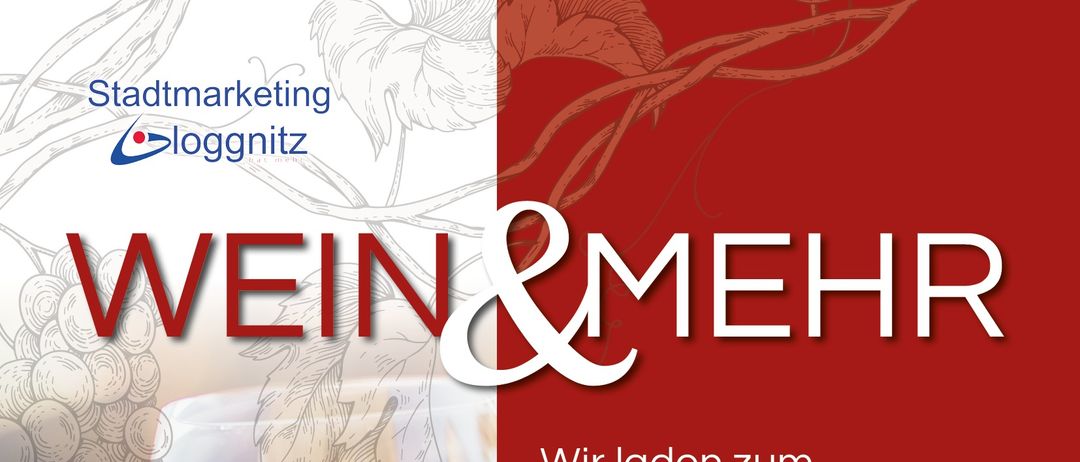 Plakat für eine Wein-und-mehr-Veranstaltung am 2. Oktober 2026 mit Weinläsern und einer malerischen Stadtrundfahrt.