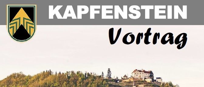 Ein Plakat kündigt einen Vortrag über Darmgesundheit am Mittwoch, 29. April 2026, um 19:00 Uhr im Gemeindezentrum Kapfenstein an.