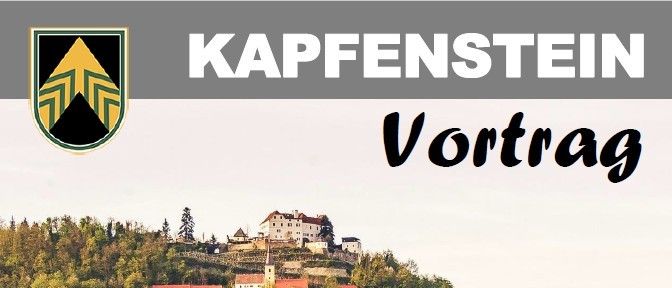Plakat für einen Vortrag über neuronale Plastizität im Gemeindezentrum Kapfenstein am 14. Oktober 2026 um 19:00 Uhr. Es zeigt ein malerisches Dorf und die ländliche Umgebung.