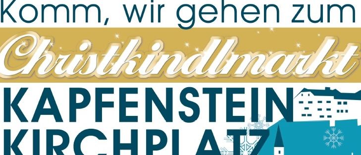 Plakat für die Kapfenstein Kirchplatz Veranstaltung am 5. und 6. Dezember, mit zwei Kindern in Engelkostümen, mit Details zum Programm und Aktivitäten.