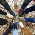 Shoe, Path, Sneaker, Pants, Walkway, Road, Person, Boy, Child, Male