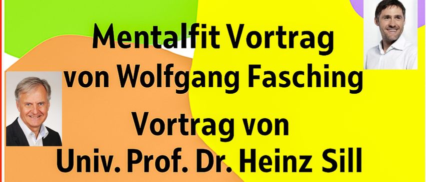 A poster advertising an event on November 15, 2025 at 3 PM in the Prebensdorf Cultural Hall. Speakers include Wolfgang Fasching, Univ. Prof. Dr. Heinz Sill, and a first aid lecture from the Red Cross. Musical entertainment is also promised.
