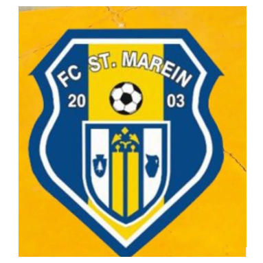 Das FC St. Marein Logo zeigt einen Schild in blauen und gelben Farben, einen Fußball in der Mitte und die Zahlen 20 und 03 auf der linken und rechten Seite.
