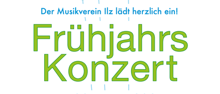 Plakat für das Frühjahrskonzert des Musikvereins Illz, Beginn am 20. und 21. März 2026 in der Sporthalle Illz um 19:30 Uhr.