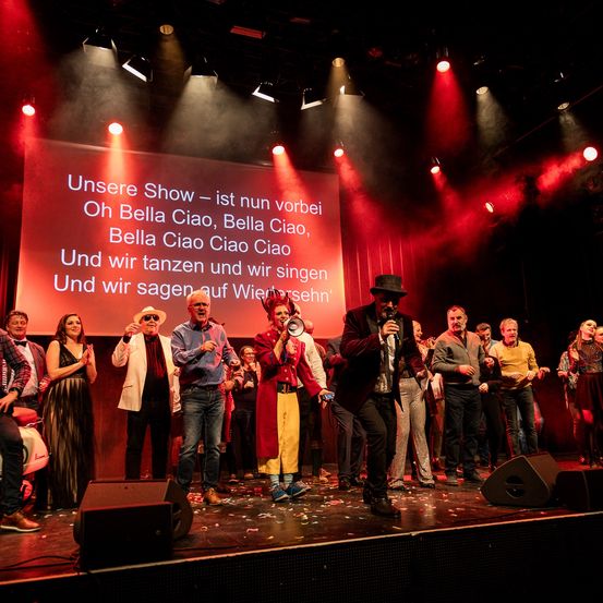 Bild enthält, Stage, Concert, Crowd, Person, Group Performance, Music Band, Lighting, Adult, Male, Man