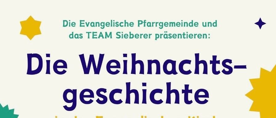 Werbeplakat für eine Weihnachtsgeschichte-Veranstaltung in der Evangelischen Kirche Mörbisch. Es zeigt eine Theateraufführung nach Charles Dickens' Geschichte. Der Termin ist der 30. November 2025, Beginn um 17 Uhr.