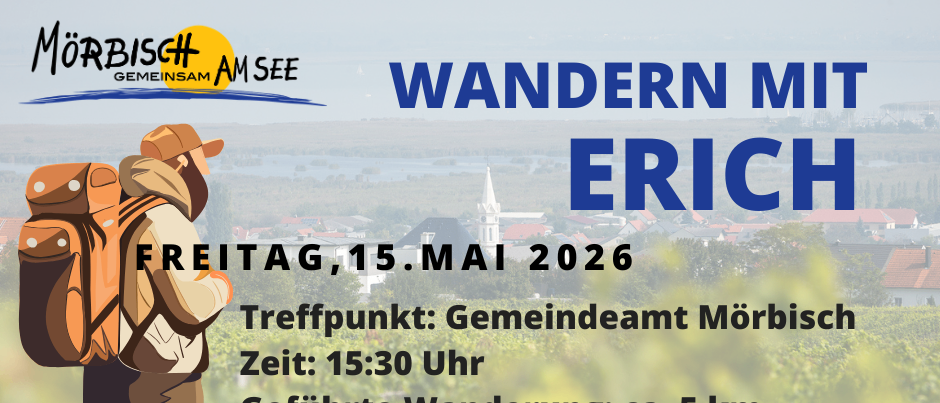 Wandern Sie am Freitag, 15. Mai 2026 um 15:30 mit Erich. Die geführte Wanderung ist etwa 5 km lang und endet um 17:30 bei Wallner's Hofheuriger in der Neustiftgasse 17.