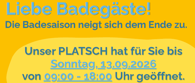 Werbeplakat für Seebad Mörbisch mit Schwimmbad, Rutschen und Landschaftsansicht. Der Text lädt Besucher bis zum 13. September 2026 ein.