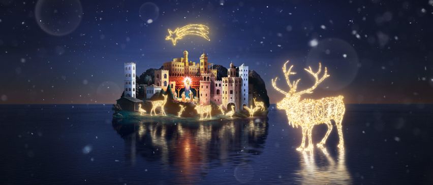 Bild enthält, Nature, Night, Outdoors, Lighting, Architecture, Building, Castle, Fortress, Sea, Water