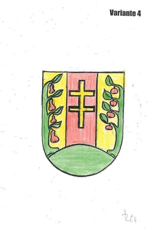 Originalzeichnung Entwurf Gemeindewappen Variante 4 v. Prof Thomas Resetarits_Wörterberg 1997