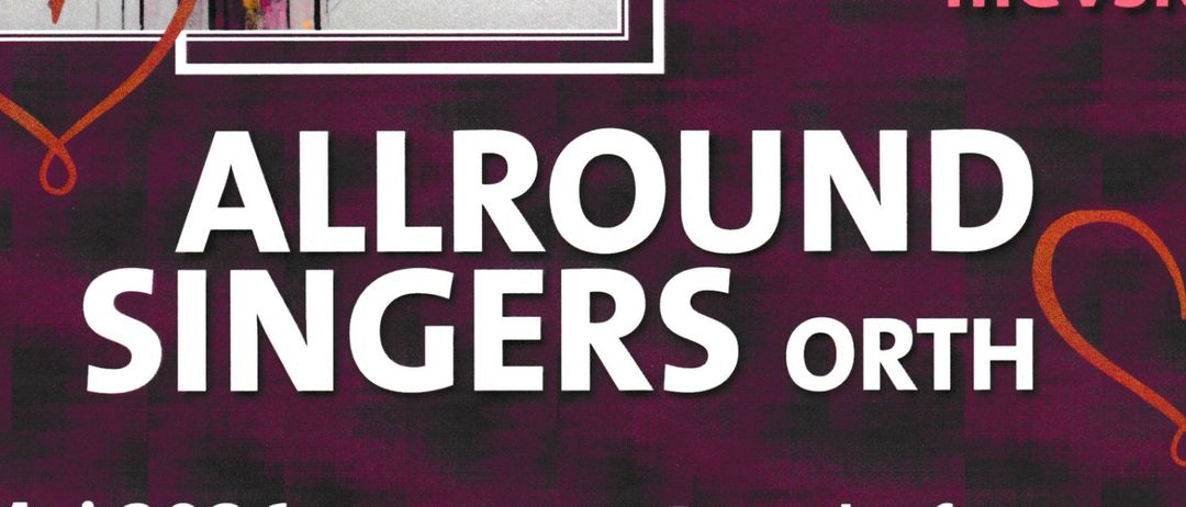Werbung für ein Chorkonzert von Allround Singers Orth, mit Konstantin Iliievsky, am 30. und 31. Mai 2026 in Raasdorf und Mannsdorf. Buntes Blumendesign.