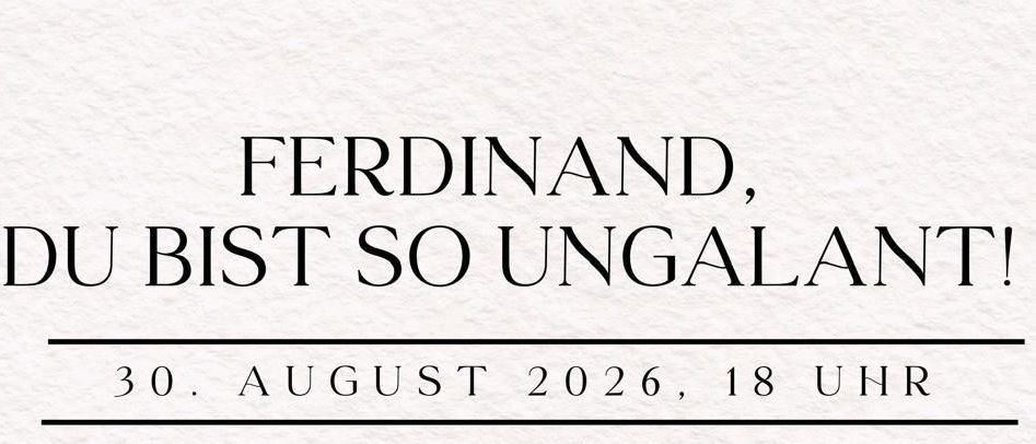 Ein Plakat für eine Veranstaltung am 30. August 2026 um 18:00 Uhr mit Maria Rosendorfsky, J. Emanuel Pichler und Martin Strommer auf der Bühne.
