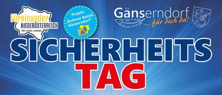 Plakat für die Sicherheitstag-Veranstaltung mit Informationen über Datum, Uhrzeit und Ort. Das Plakat zeigt Logos teilnehmender Organisationen.