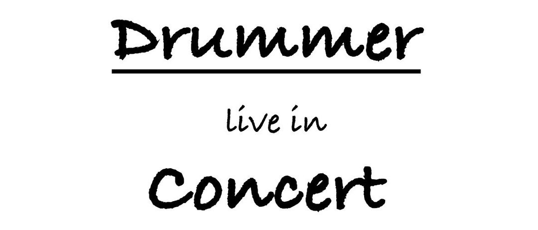 Ein Poster bewirbt Drummer live im Konzert im Haus der Musik am 24. März 2026 um 18 Uhr, mit Silhouetten von Menschen und einem Schlagzeug.