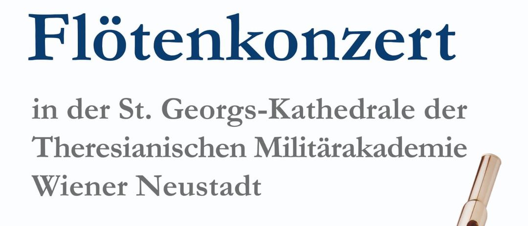 Plakat für ein Flötenmusik-Event in der St. Georgs-Kathedrale. Datum: Fr. 10.04.2026. Beginn: 19:30 Uhr. Eintritt: frei.