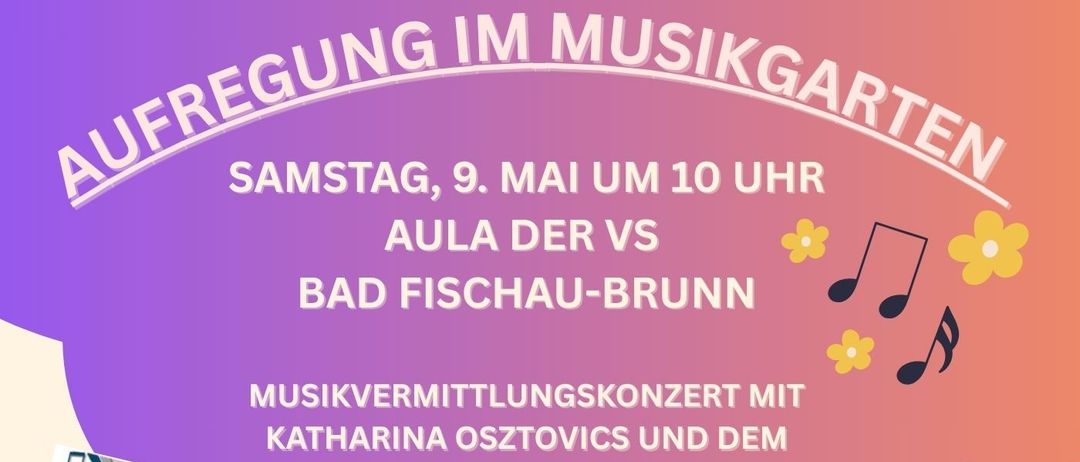 Ein Musikvermittlungskonzert mit Katharina Osztovicis und dem Team der Musikschule am Freitag, 8. Mai 2026. Musikinstrumente erkunden und Musikpädagogen kennenlernen.