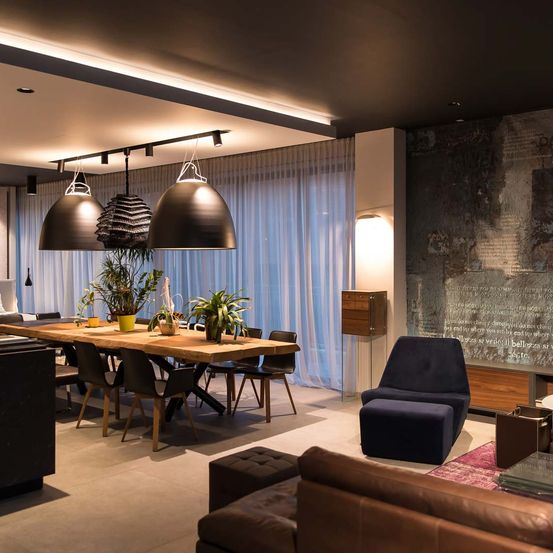 Bild enthält, Home Decor, Dining Room, Dining Table, Furniture, Indoors, Table, Interior Design, Living Room, Foyer, Monitor