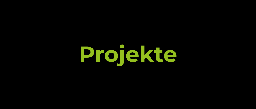 Ein schwarzer Hintergrund mit dem Wort Projekte in leuchtend gelber Schrift.