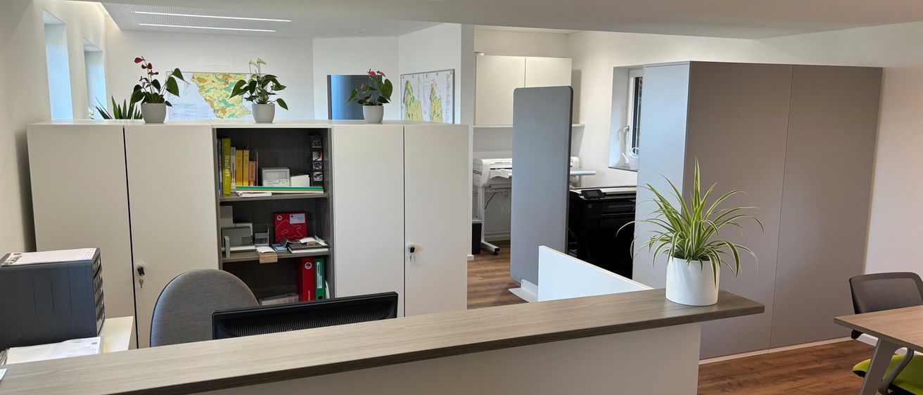 Bild enthält, Furniture, Table, Indoors, Interior Design, Monitor, Chair, Plant, Desk