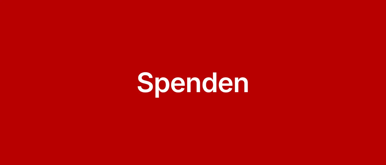 Ein roter Hintergrund mit dem Wort 'SpenDen' in weißer, fetter Schrift. Das Wort ist zentriert.