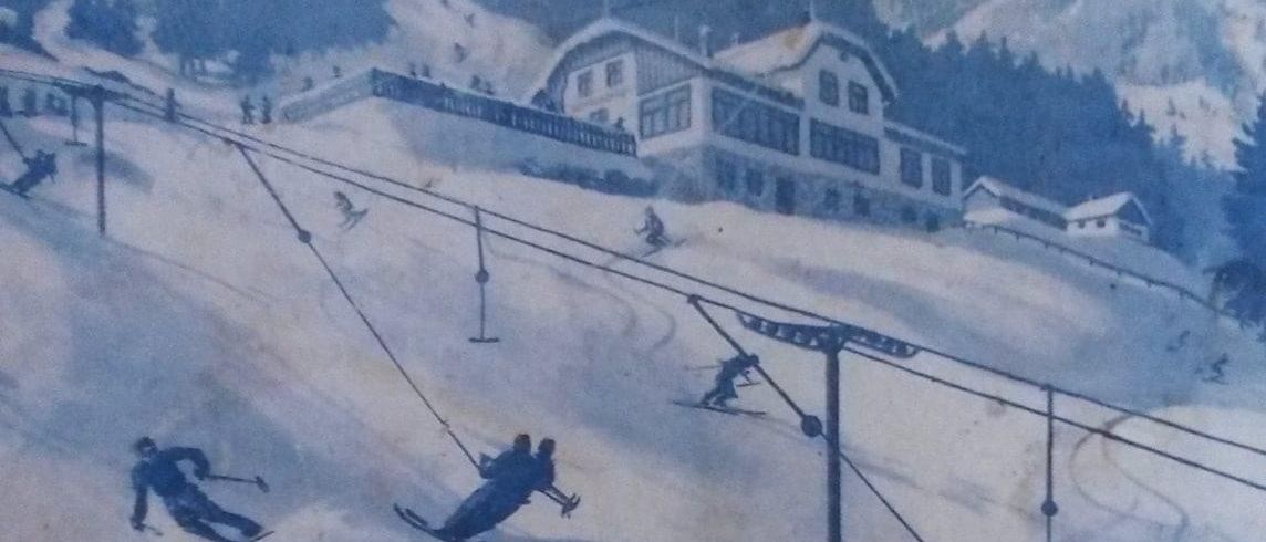 Bild enthält, Advertisement, Poster, Person, Outdoors, Art, Painting, Architecture, Building, Nature, Snow