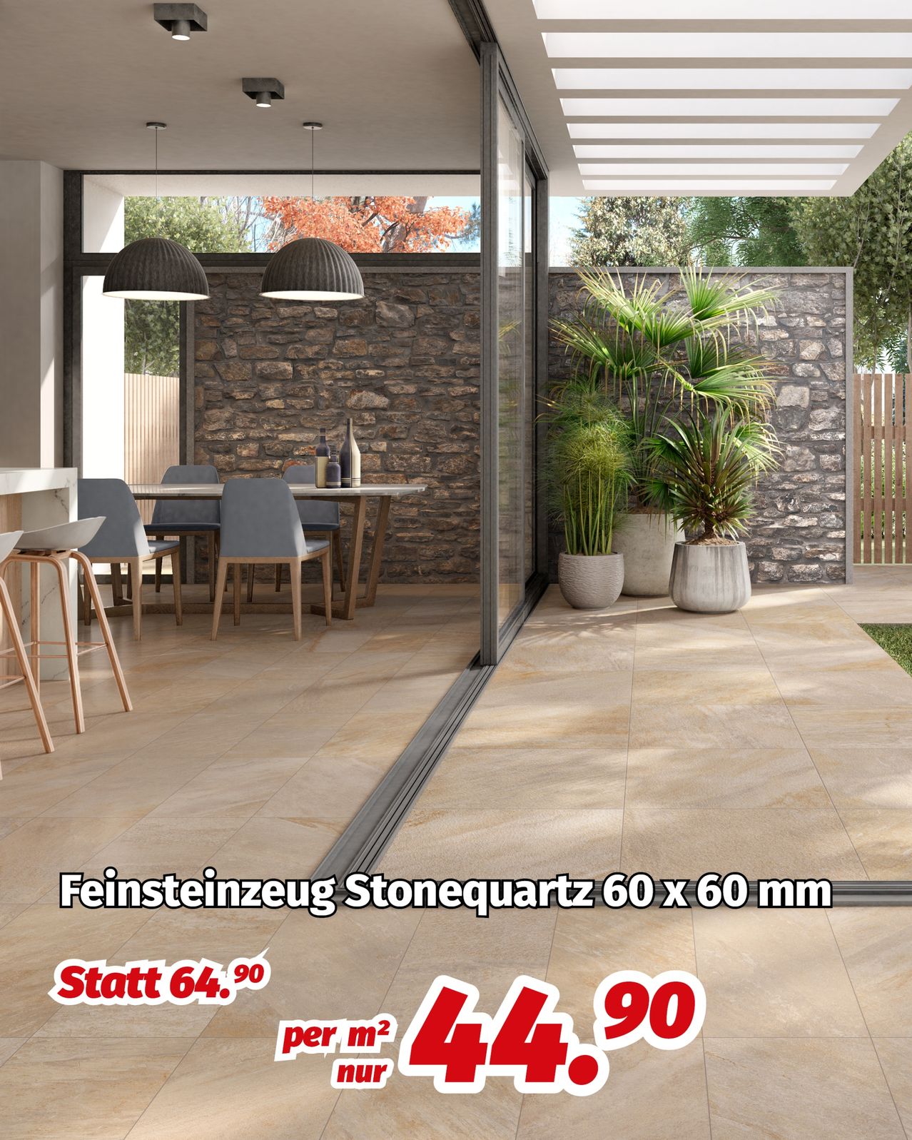 Bild enthält, House, Housing, Patio, Floor, Interior Design, Flooring, Chair, Porch, Plant, Lamp