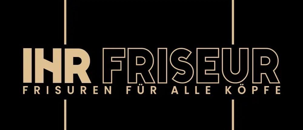 Ein schwarzes Poster mit goldenem Text, das den Friseursalon 'IHR FRISEUR' für alle Haartypen im GAV-Center Villach bewirbt.