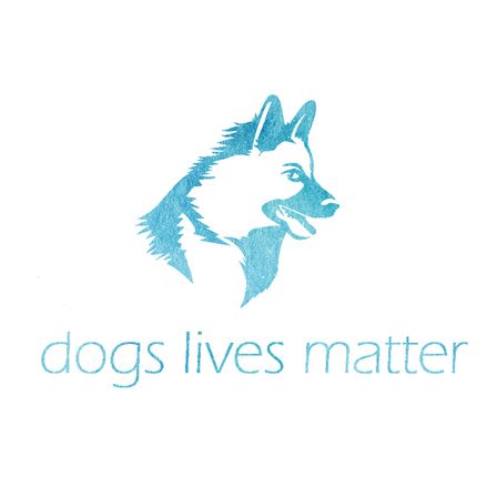 Das Bild zeigt eine stilisierte Illustration eines Hundes mit dem Schriftzug 'Hundeleben ist wichtig' darunter. Der Hund ist in Blau und Weiß auf weißem Hintergrund dargestellt.