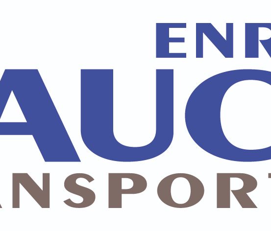 Das Logo für Enrico Rauch Transport, dargestellt in blauem und braunem Text auf weißem Hintergrund.